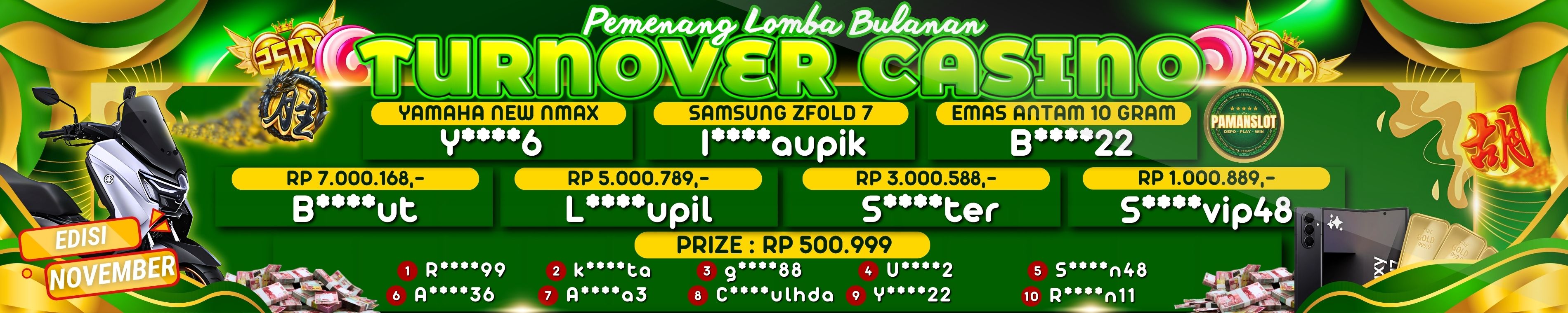 PAMANSLOT TURNOVER BULANAN